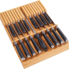 Utoplike Bamboo In-Drawer Knife Block Organizer