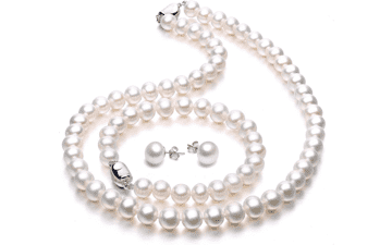 VIKI LYNN Freshwater Cultured Pearl Necklace Set with Bracelet and Earrings for Women