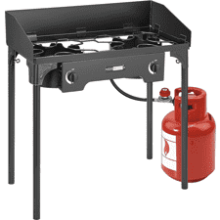 VIVOHOME Double Burner Stove - Heavy Duty Outdoor Dual Propane with Windscreen and Detachable Legs Stand for Camping Cookout