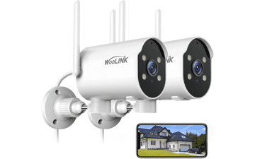 WOOLINK 2K Outdoor WiFi Security Camera Pan Rotating 225° Full Color Night Vision, Two-Way Audio, IP65 Waterproof (2 Pack)