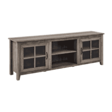 Walker Edison Portsmouth Classic 2 Glass Door TV Stand for 80 Inch TVs, Grey Wash