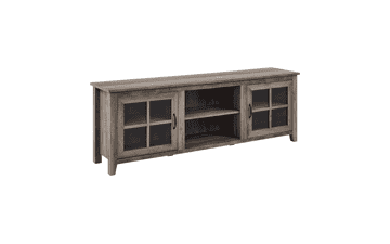 Walker Edison Portsmouth Classic 2 Glass Door TV Stand for 80 Inch TVs, Grey Wash