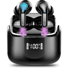 Wireless Earbud Bluetooth Headphones 5.3 Bass Stereo Earphones Noise Cancelling with 4 ENC Mic IP7 Waterproof