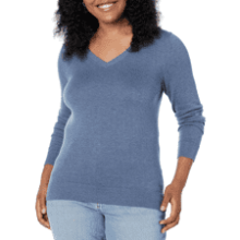 Women's Classic-Fit Lightweight Long-Sleeve V-Neck Sweater - Plus Size