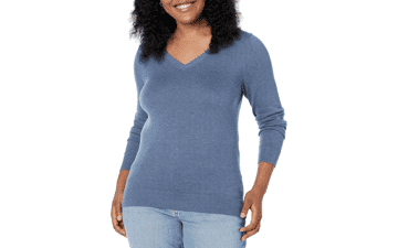 Women's Classic-Fit Lightweight Long-Sleeve V-Neck Sweater - Plus Size