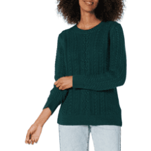 Women's Fisherman Cable Long-Sleeve Crewneck Sweater - Plus Size