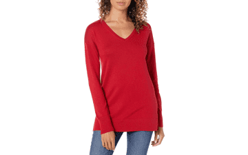 Women's Lightweight Long-Sleeve V-Neck Tunic Sweater - Plus Size