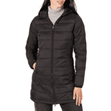 Women's Lightweight Water-Resistant Hooded Puffer Coat - Plus Size