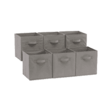 Amazon Basics Collapsible Fabric Storage Cubes, Pack of 6, Gray