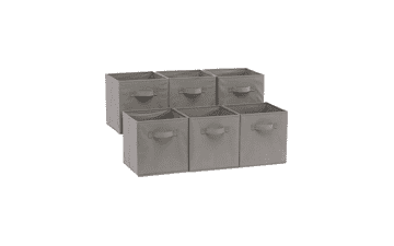 Amazon Basics Collapsible Fabric Storage Cubes, Pack of 6, Gray