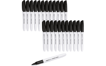 Amazon Basics Fine Point Permanent Markers, Black, 24-Pack