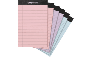 Amazon Basics Narrow Ruled 5x8-Inch Note Pads, 6 Count