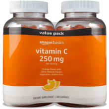 Amazon Basics Vitamin C 250 mg Gummies, Orange, 300 Count