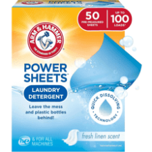 Arm & Hammer Power Sheets Laundry Detergent, Fresh Linen 50ct