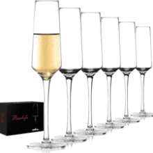 BACLIFE Hand Blown Champagne Flutes Set