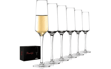 BACLIFE Hand Blown Champagne Flutes Set