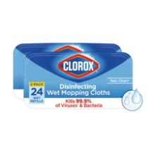 Clorox Disinfecting Wet Mopping Cloths, Rain Clean, 24 Wet Refills