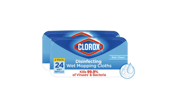 Clorox Disinfecting Wet Mopping Cloths, Rain Clean, 24 Wet Refills