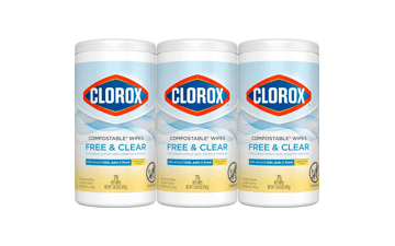 Clorox Free & Clear Compostable Cleaning Wipes, 75 Count, Pack of 3