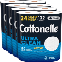 Cottonelle Ultra Clean Toilet Paper, 24 Mega Rolls