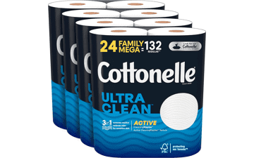 Cottonelle Ultra Clean Toilet Paper, 24 Mega Rolls