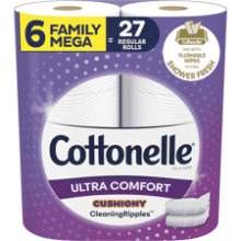 Cottonelle Ultra Comfort Toilet Paper, 6 Family Mega Rolls