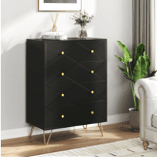 DWVO Black 4 Drawer Dresser