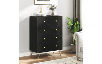 DWVO Black 4 Drawer Dresser