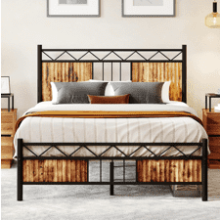 DWVO Queen Rustic Metal Platform Bed Frame