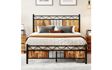 DWVO Queen Rustic Metal Platform Bed Frame