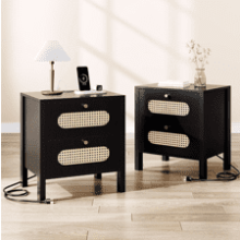 DWVO Rattan Nightstands Set of 2