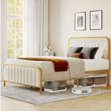 DWVO Upholstered Queen Platform Bed Frame