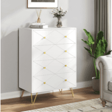 DWVO White 4 Drawer Dresser