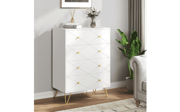 DWVO White 4 Drawer Dresser