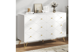 DWVO White 6 Drawer Dresser