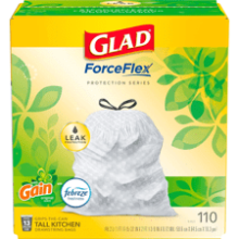 Glad ForceFlex 13 Gal Trash Bags, 110 Ct