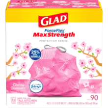 Glad ForceFlex MaxStrength Trash Bags, 13 Gallon, 90 Count