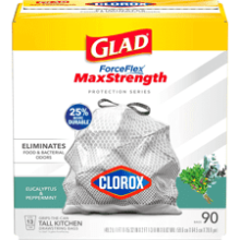 Glad ForceFlex MaxStrength with Clorox Tall Kitchen Drawstring Trash Bags