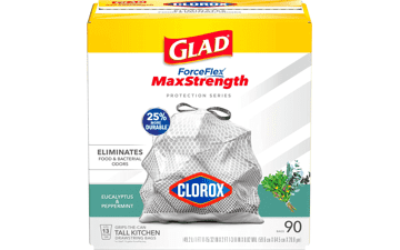 Glad ForceFlex MaxStrength with Clorox Tall Kitchen Drawstring Trash Bags