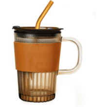 Glass Tumbler with Lid and Straw 13oz