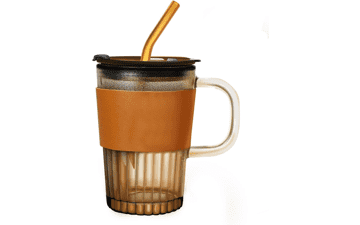 Glass Tumbler with Lid and Straw 13oz