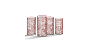 Godinger Jax Highball Beverage Glass Cup Pink