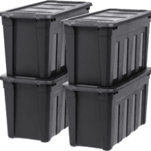 IRIS USA 31 Gallon Heavy-Duty Storage Bin, Black, Set of 4