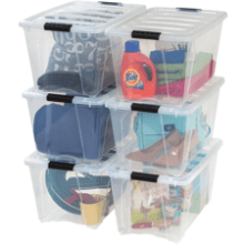 IRIS USA 53 Quart Stackable Plastic Storage Bins, 6 Pack