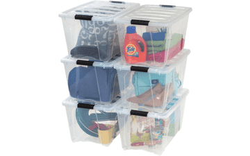 IRIS USA 53 Quart Stackable Plastic Storage Bins, 6 Pack