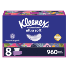 Kleenex Expressions Ultra Soft Facial Tissues, 8 Flat Boxes