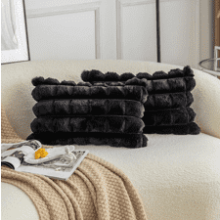 Neelvin Black Faux Fur Cozy Throw Pillow Covers