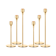 Oatnauxil Metal Gold Taper Candle Holder Set