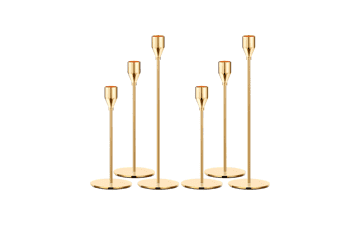 Oatnauxil Metal Gold Taper Candle Holder Set