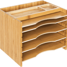 SONGMICS Bamboo File Organizer